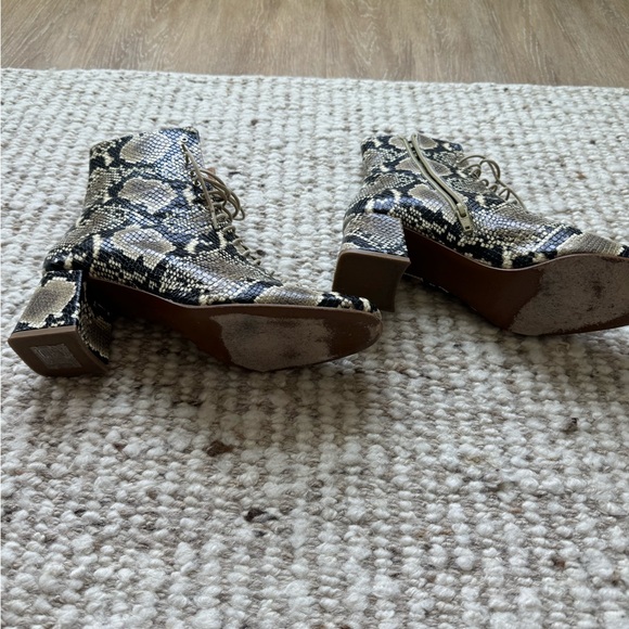 BY FAR Becca beige black snakeskin embossed leather lace up boots - Picture 12 of 14